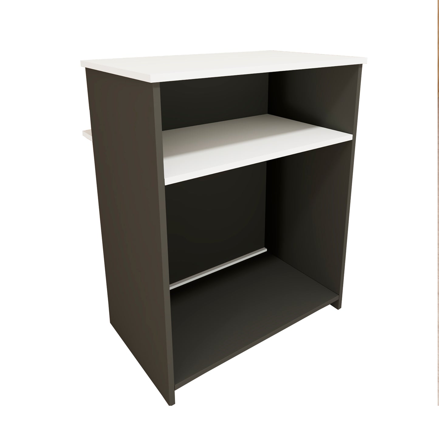 Mostrador Ega Ruedas. 62-82 x 50/65 x 102 cm. 4 Ruedas con Giro y Freno Max. 135kg. Ideal Oficina. Comercio. Clínica. Grafito con Blanco