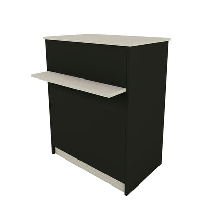 Ega Empfangstheke. 62-82 x 50/65 x 102 cm. Kundendienstmöbel für Büro, Geschäft, Klinik oder Salon. Weiß mit Steloak.