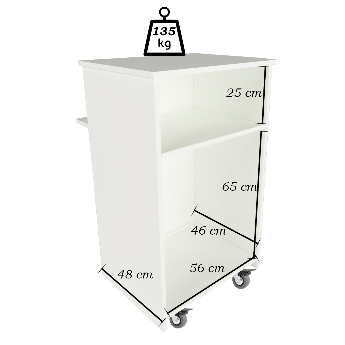 Mostrador Ega Ruedas. 62-82 x 50/65 x 102 cm. 4 Ruedas con Giro y Freno Max. 135kg. Ideal Oficina. Comercio. Clínica. Grafito