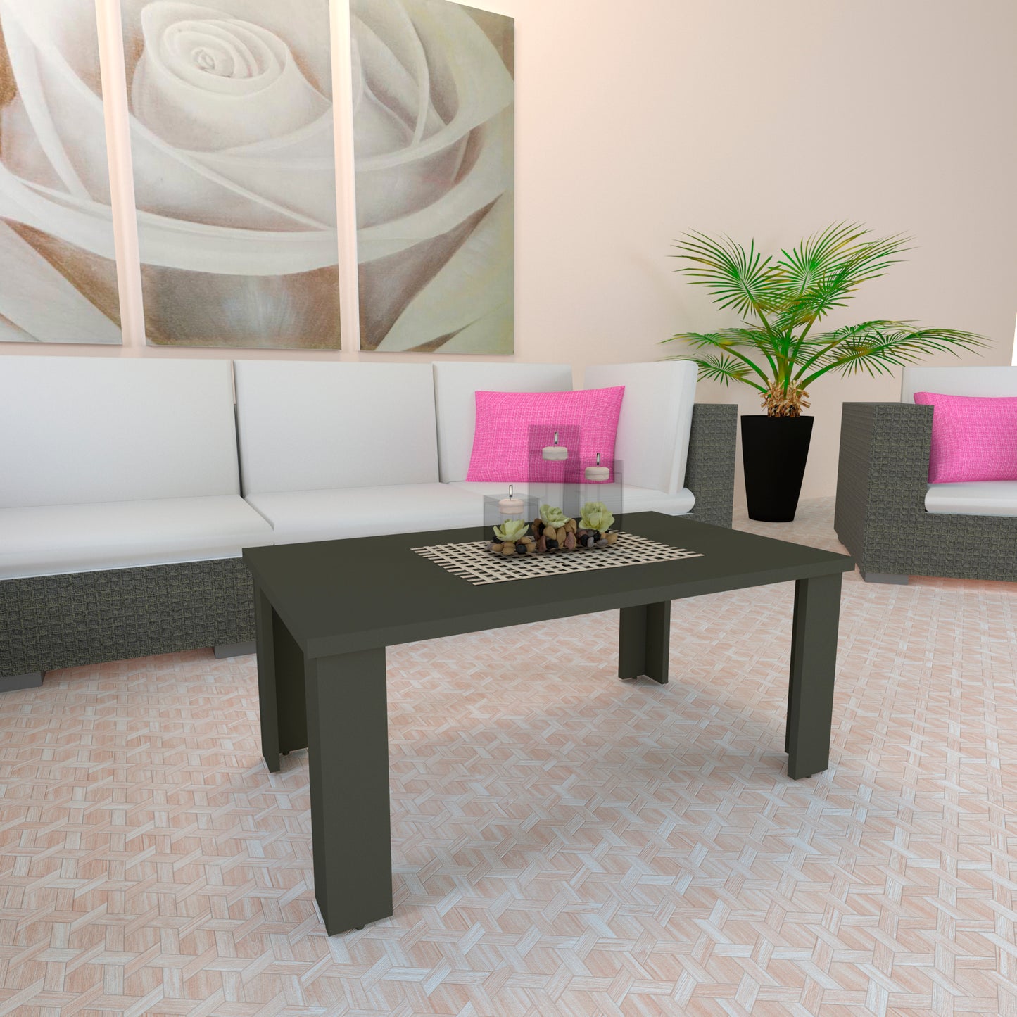 Mesa Baja Madera 80/110 x 60 x 44 cm Blanco y Grafito - Henor