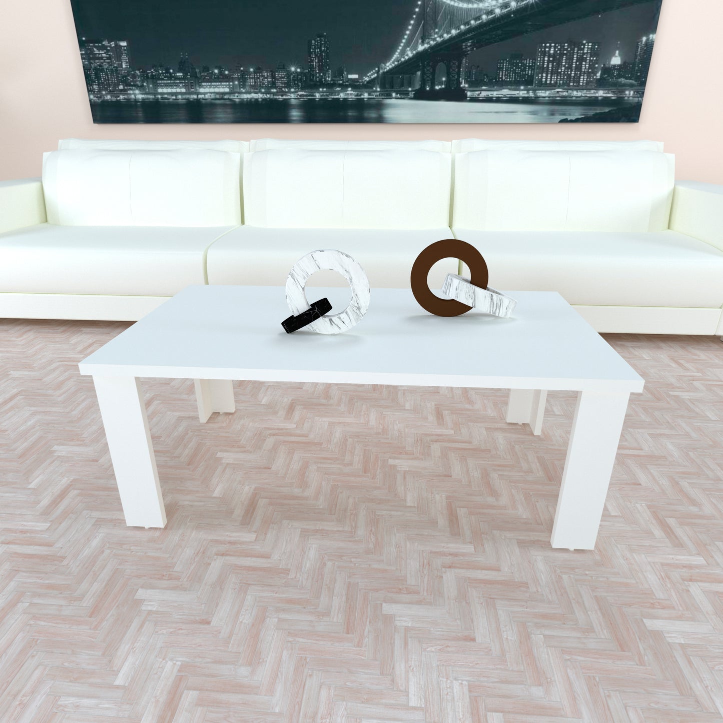 Mesa Baja Madera 80/110 x 60 x 44 cm Blanco y Grafito - Henor