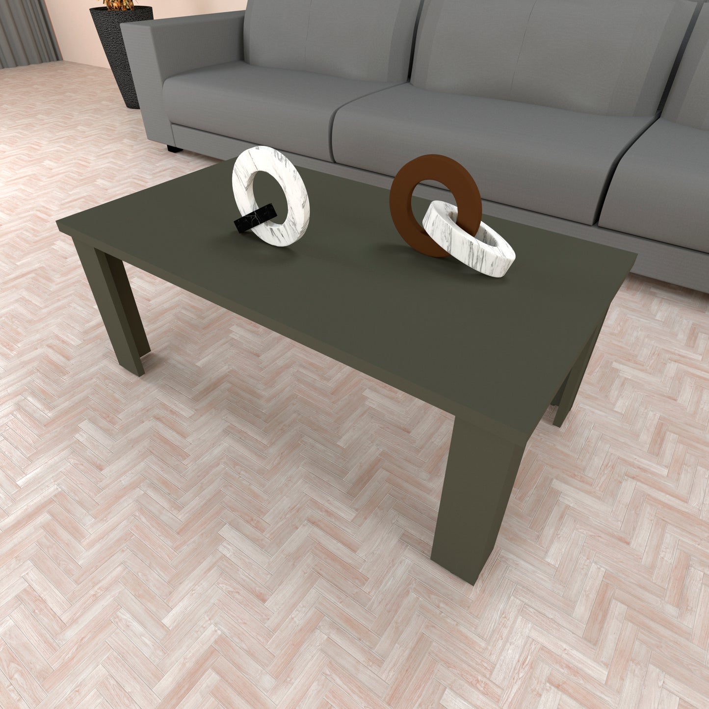 Mesa Baja Madera 80/110 x 60 x 44 cm Blanco y Grafito - Henor