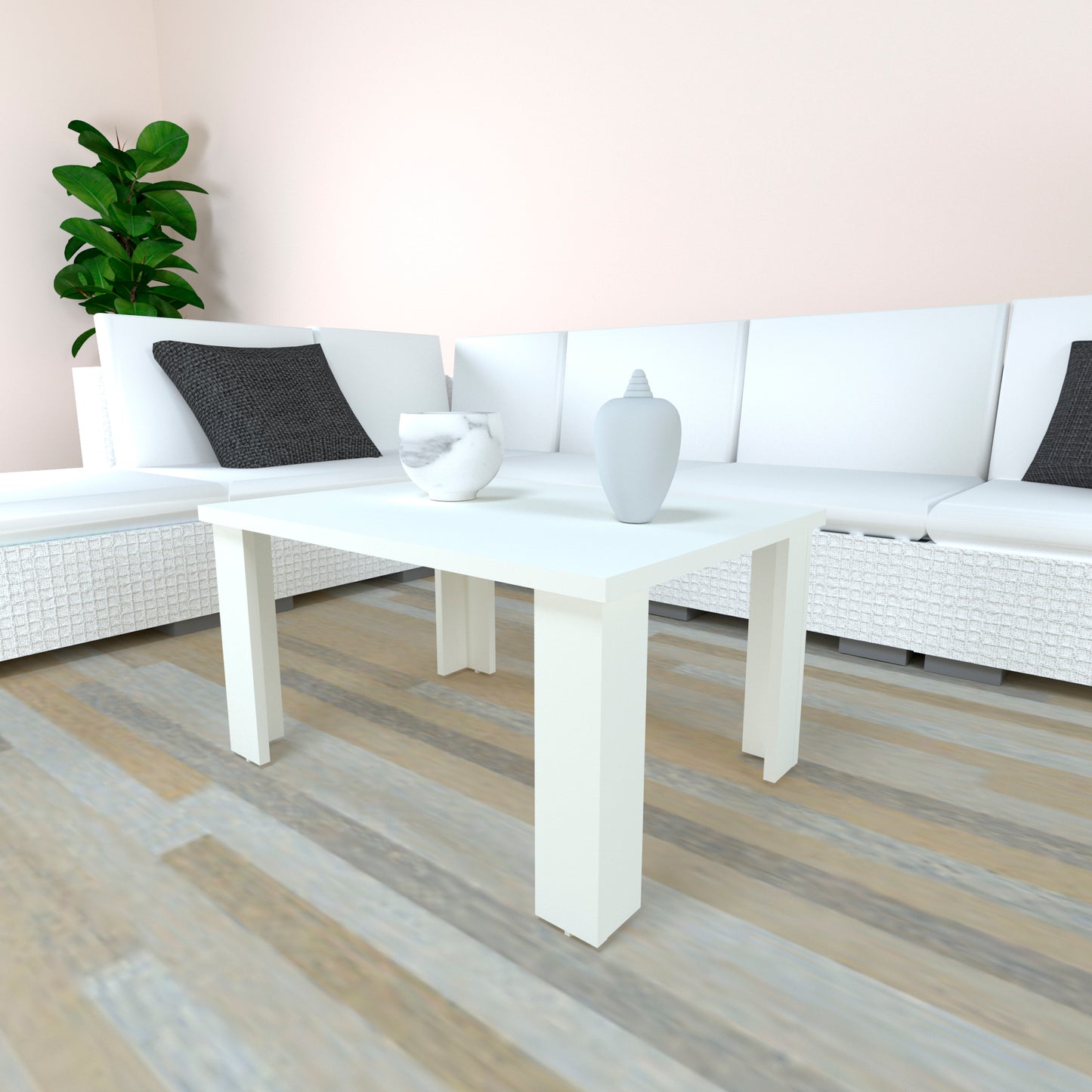 Mesa Baja Madera 80/110 x 60 x 44 cm Blanco y Grafito - Henor