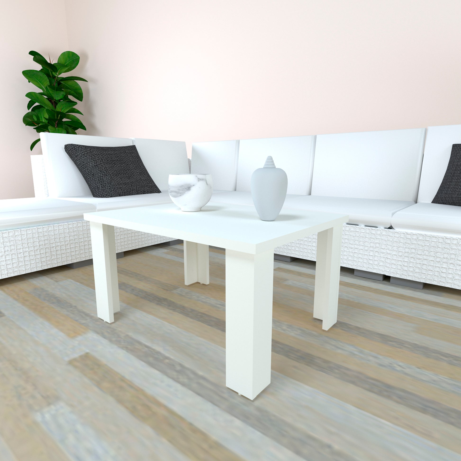 Mesa Baja Madera 80/110 x 60 x 44 cm Blanco y Grafito - Henor