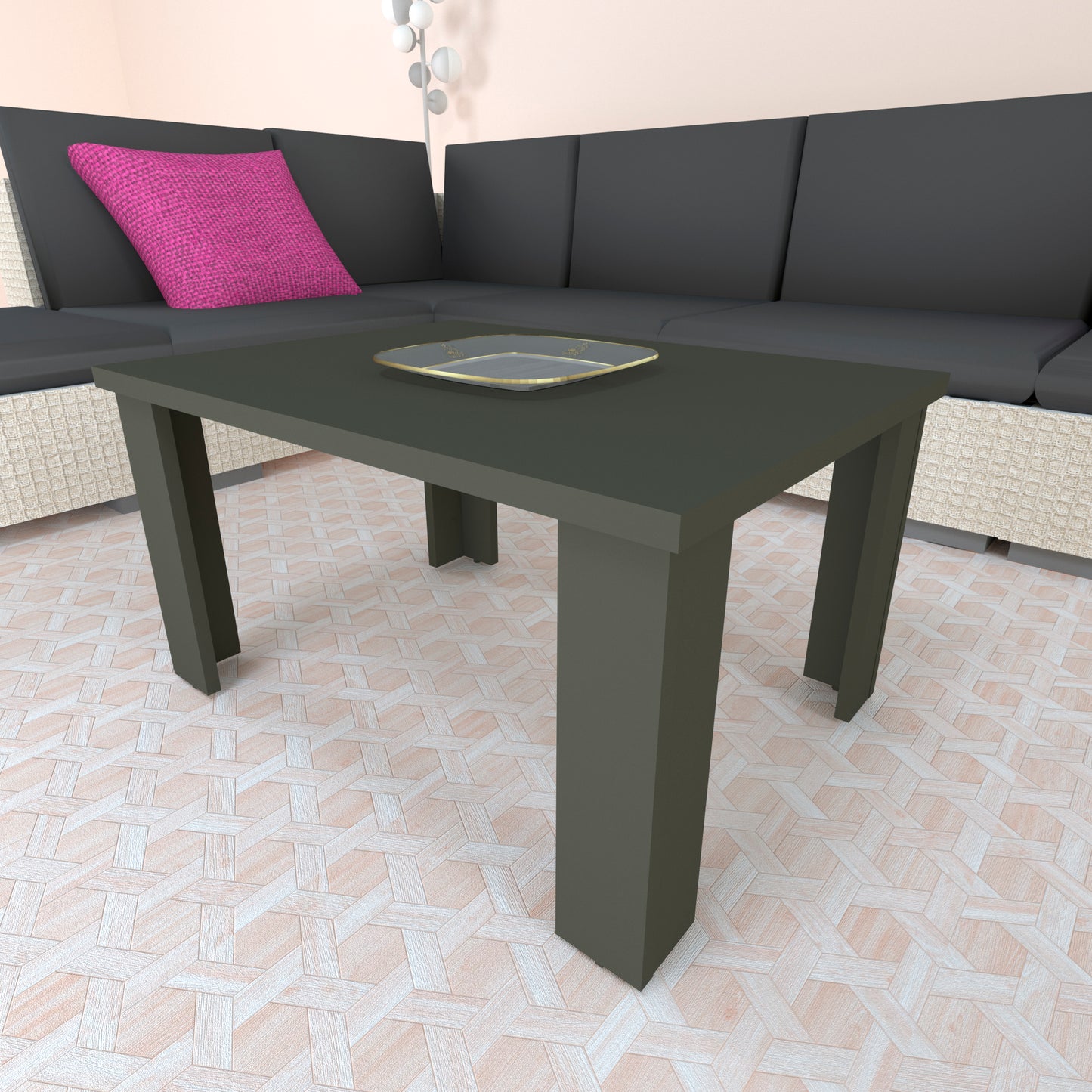 Mesa Baja Madera 80/110 x 60 x 44 cm Blanco y Grafito - Henor