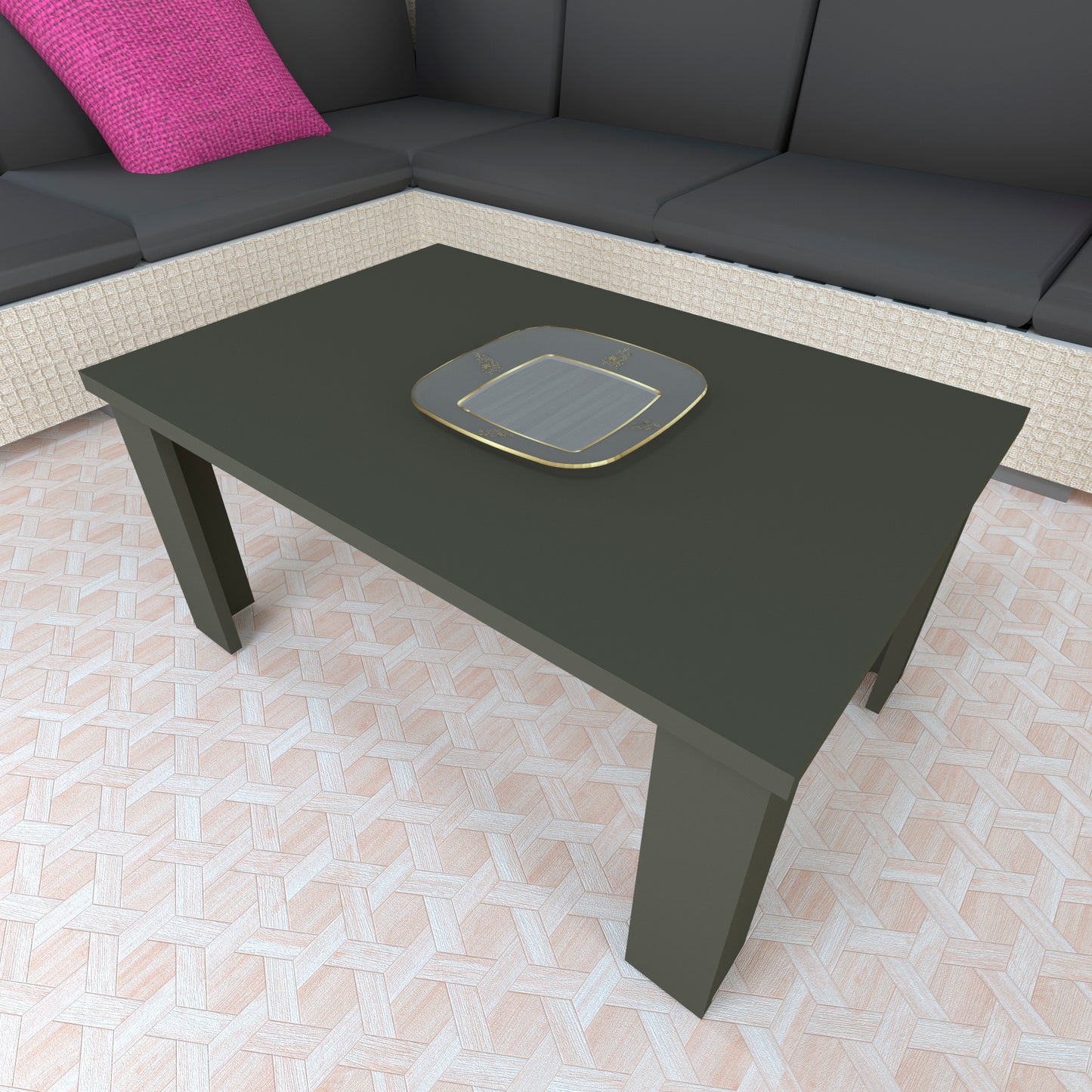 Mesa Baja Madera 80/110 x 60 x 44 cm Blanco y Grafito - Henor