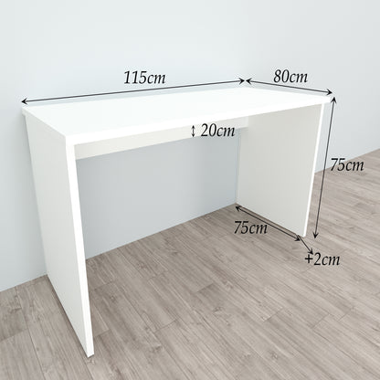 Schreibtischtisch aus FSC®-Holz, 100/180 x 60/80 x 75 cm, mit weißen Nivellierern
