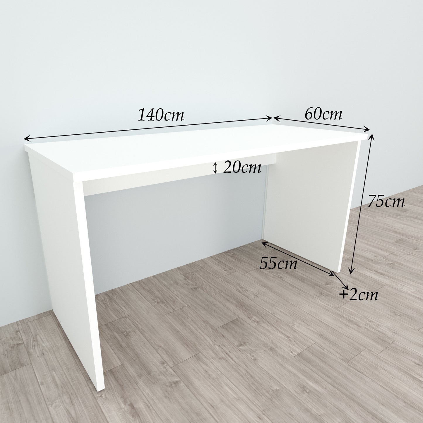 Schreibtischtisch aus FSC®-Holz, 100/180 x 60/80 x 75 cm, mit weißen Nivellierern