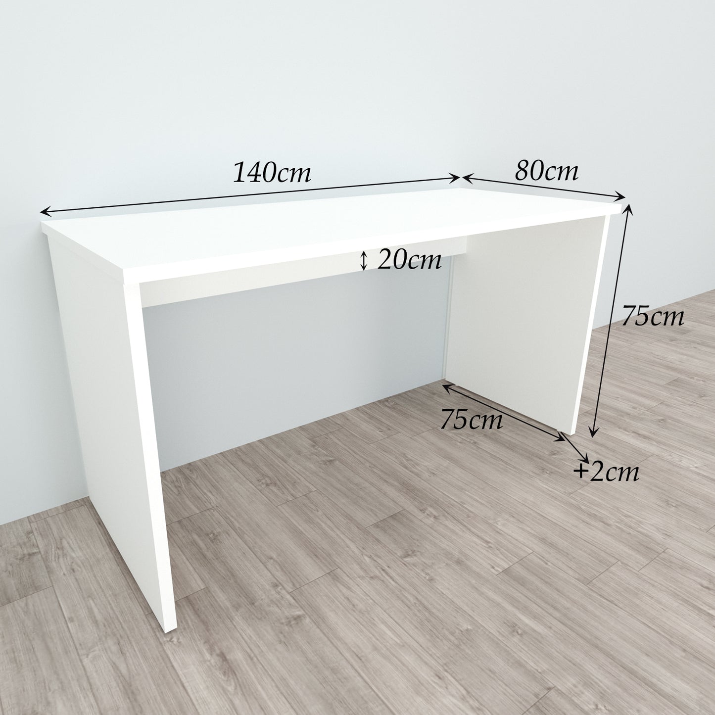 Schreibtischtisch aus FSC®-Holz, 100/180 x 60/80 x 75 cm, mit weißen Nivellierern