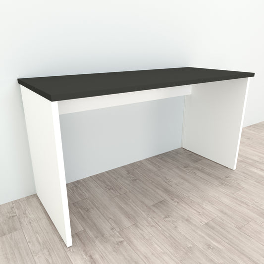 Bürotisch aus Holz mit Nivellierern, 100/115 x 60 x 75 cm, weiß.