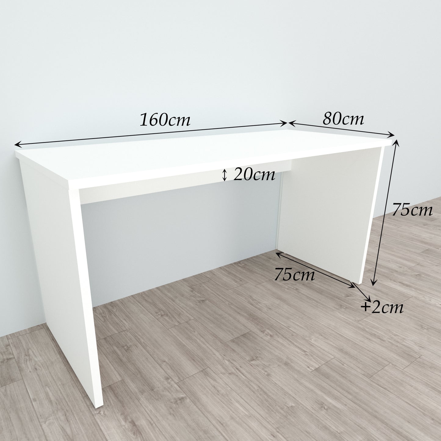 Schreibtischtisch aus FSC®-Holz, 100/180 x 60/80 x 75 cm, mit weißen Nivellierern