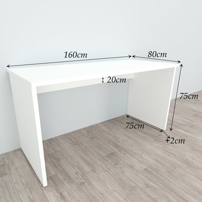 Schreibtischtisch aus FSC®-Holz, 100/180 x 60/80 x 75 cm, mit weißen Nivellierern