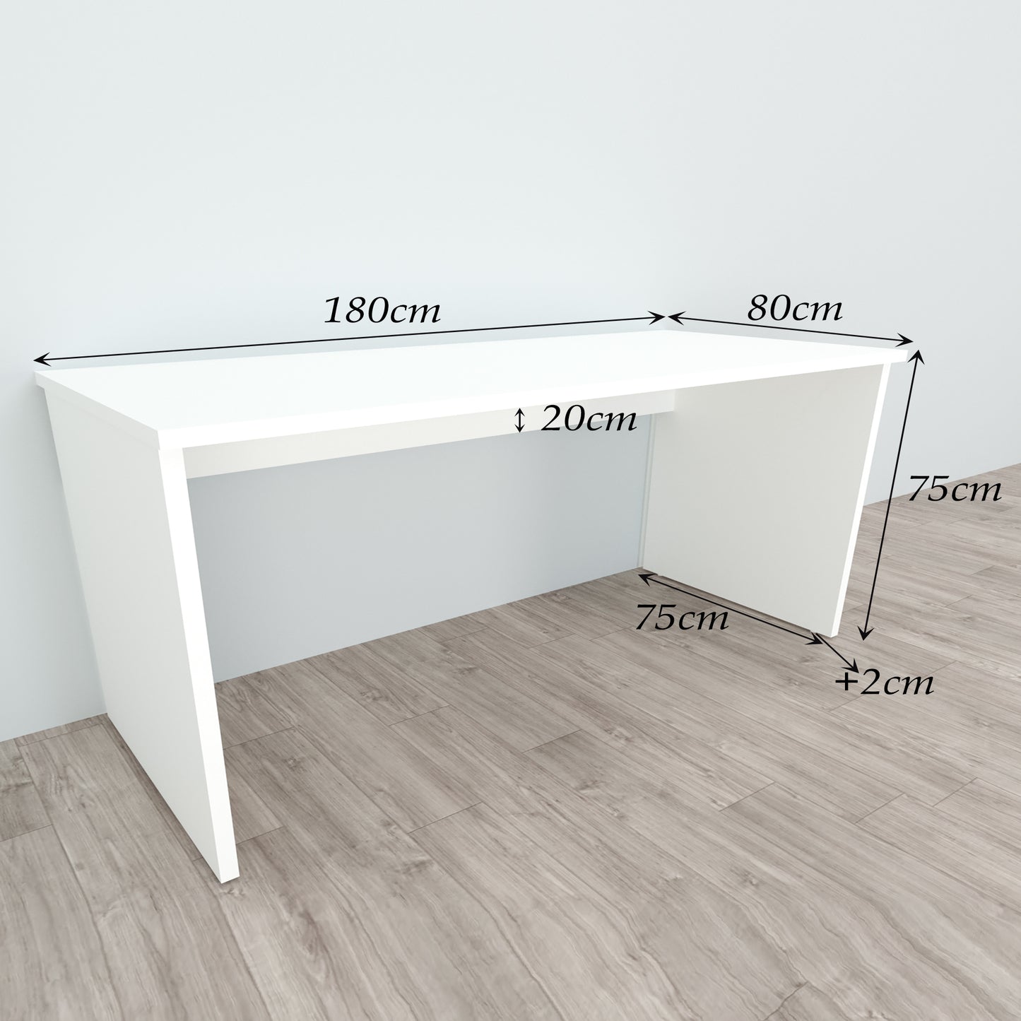 Schreibtischtisch aus FSC®-Holz, 100/180 x 60/80 x 75 cm, mit weißen Nivellierern