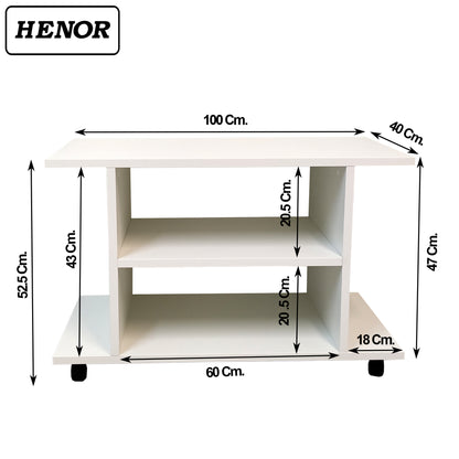 Mesa Madera con ruedas desde 80 a 120x40x52 cm Blanco - Grafito