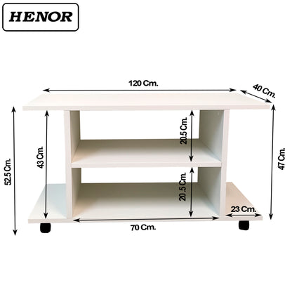 Mesa Madera con ruedas desde 80 a 120x40x52 cm Blanco - Grafito