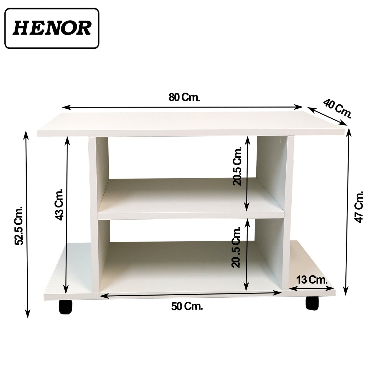 Mesa Madera con ruedas desde 80 a 120x40x52 cm Blanco - Grafito