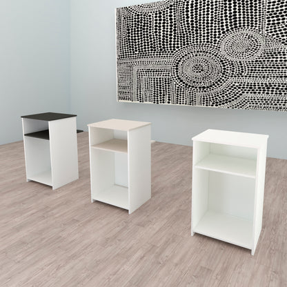Mostrador de Recepción Ega. 62-82 x 50/65 x 102 cm. Mueble de Atención al Cliente para Oficina, Tienda, Clínica o Salón Blanco.