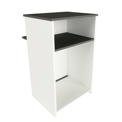 Mostrador de Recepción Ega. 62-82 x 50/65 x 102 cm. Mueble de Atención al Cliente para Oficina, Tienda, Clínica o Salón Blanco con Grafito