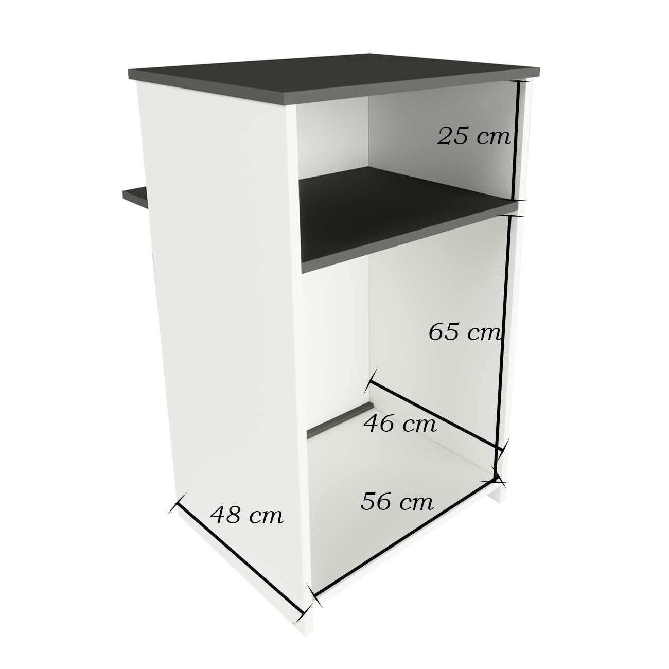 Mostrador de Recepción Ega. 62-82 x 50/65 x 102 cm. Mueble de Atención al Cliente para Oficina, Tienda, Clínica o Salón Blanco con Grafito