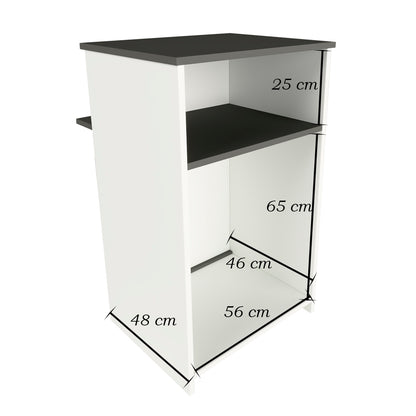 Mostrador de Recepción Ega. 62-82 x 50/65 x 102 cm. Mueble de Atención al Cliente para Oficina, Tienda, Clínica o Salón Blanco con Grafito