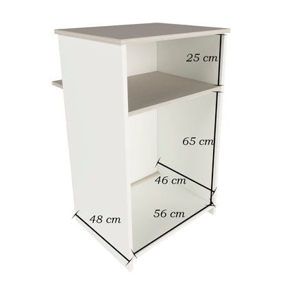 Mostrador de Recepción Ega. 62-82 x 50/65 x 102 cm. Mueble de Atención al Cliente para Oficina, Tienda, Clínica o Salón Blanco con Roble Stel