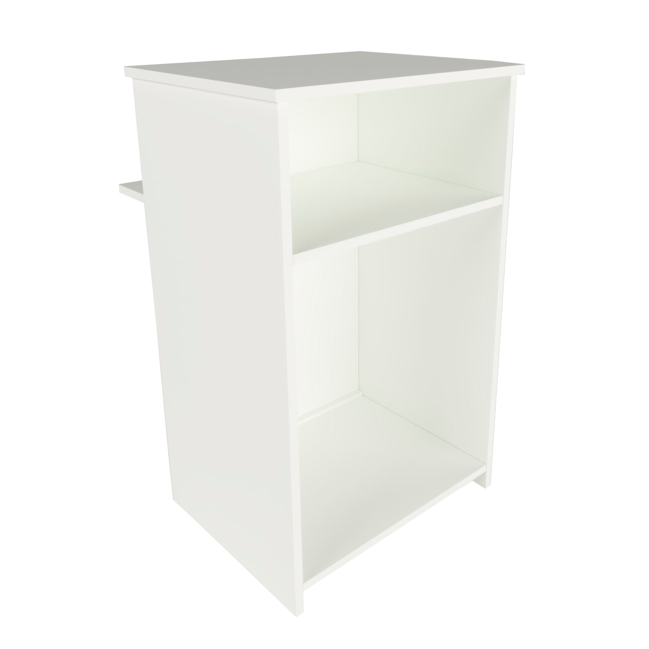 Mostrador de Recepción Ega. 62-82 x 50/65 x 102 cm. Mueble de Atención al Cliente para Oficina, Tienda, Clínica o Salón Blanco.
