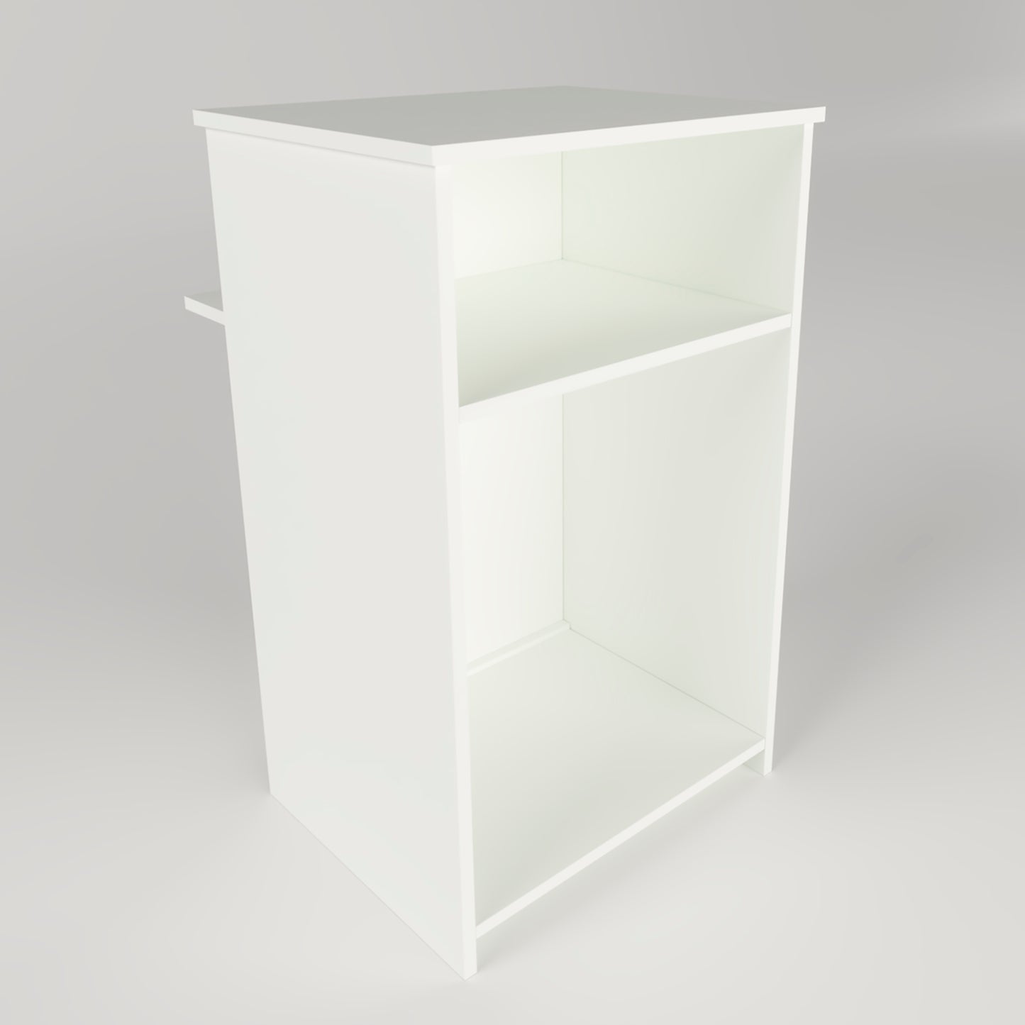Mostrador de Recepción Ega. 62-82 x 50/65 x 102 cm. Mueble de Atención al Cliente para Oficina, Tienda, Clínica o Salón Blanco.