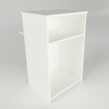 Mostrador de Recepción Ega. 62-82 x 50/65 x 102 cm. Mueble de Atención al Cliente para Oficina, Tienda, Clínica o Salón Blanco.