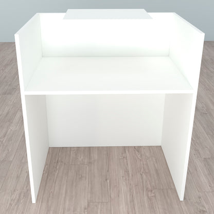 Banco reception OJA. 80/100 x 50 x 107 cm. Con tavolo interno. Bianco.