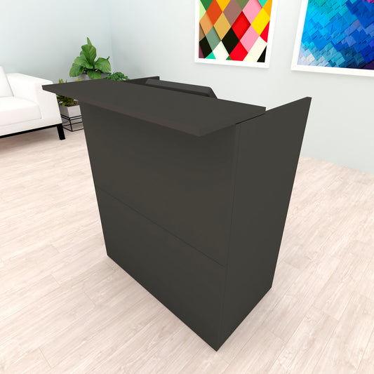 Mostrador Recepción TIRÓN. 80/110x50/65x107 cm. Con mesa interior. Grafito
