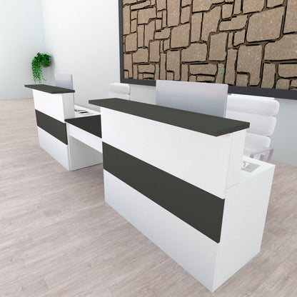 Cidacos Servicetheke. 100/180x60/75x110 cm. Mit Innentisch. Weiß + Graphit 