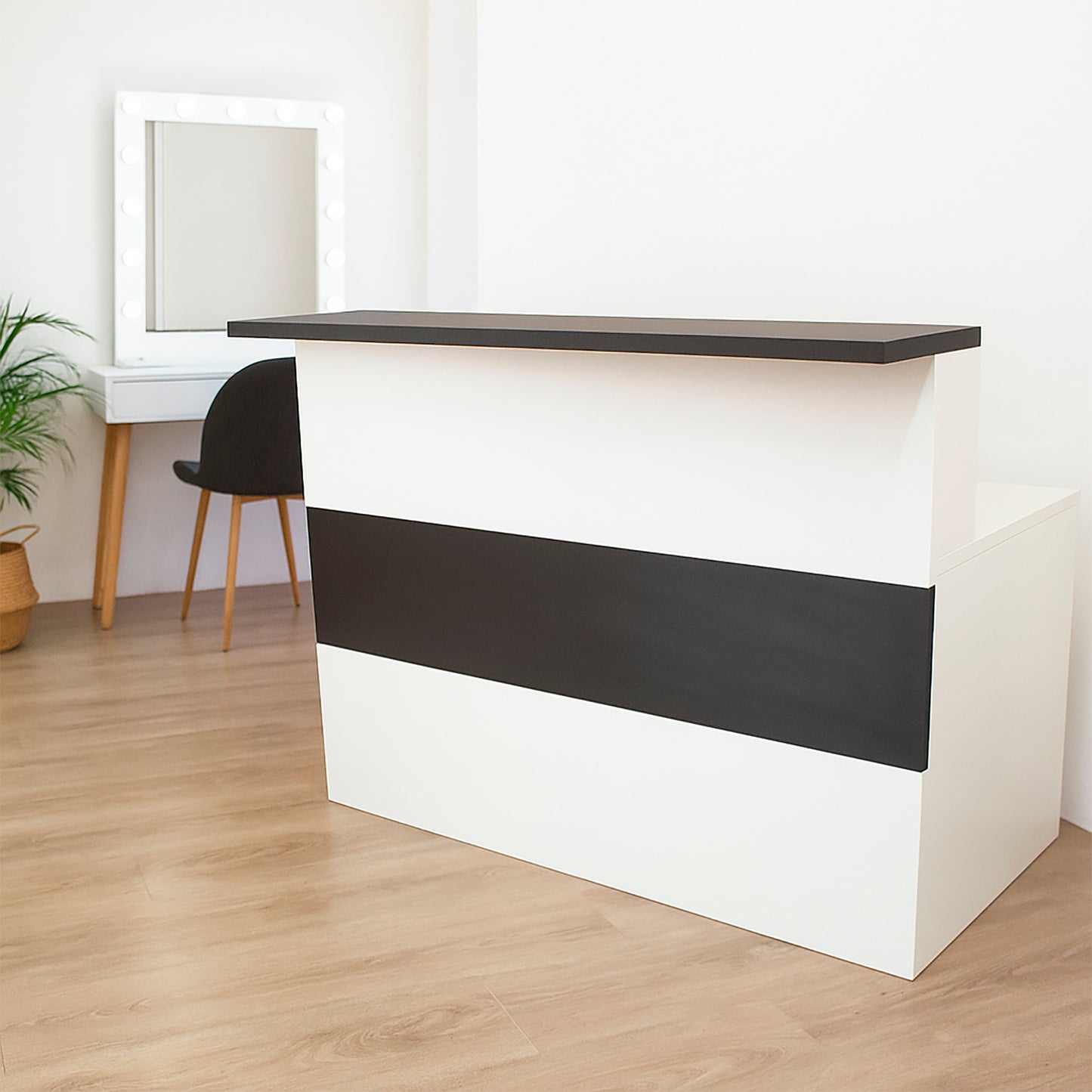 Cidacos Servicetheke. 100/180x60/75x110 cm. Mit Innentisch. Weiß + Graphit 