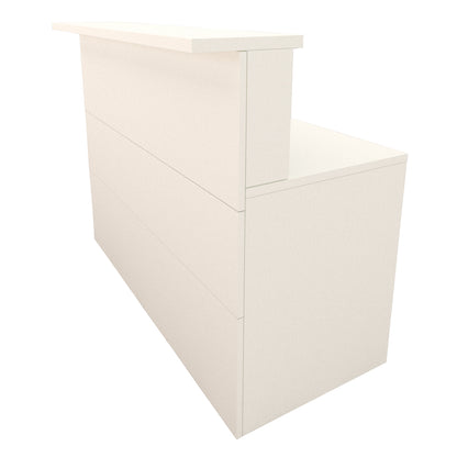 Mostrador Atención Cidacos. 100/140x60/75x110 cm. Con mesa interior. Blanco Ignifugo