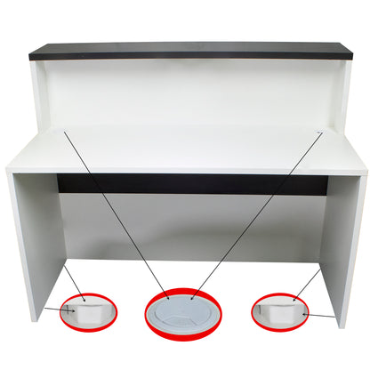 Cidacos Servicetheke. 100/180x60/75x110 cm. Mit Innentisch. Weiß + Graphit 