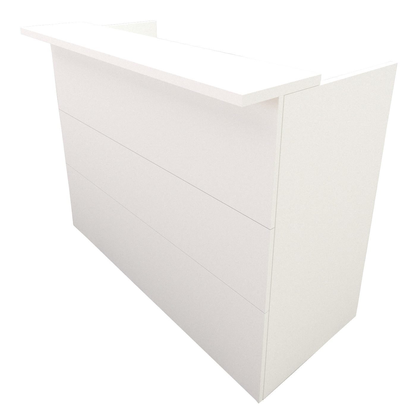 Banco reception Ebro. 100/180x60/75x110 cm. Con tavolo interno. Bianco. 