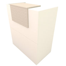 Carica l&#39;immagine nel visualizzatore di Gallery, Mostrador Recepción OJA. 80/100x50x107 cm. Con mesa interior. Blanco y Roble Stel
