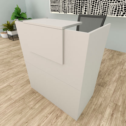 Mostrador Recepción OJA. 80/100x50x107 cm. Con mesa interior. Gris