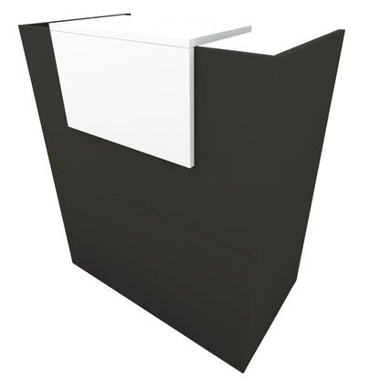 OJA Empfangstresen. 80/100 x 50 x 107 cm. Mit Innentisch. Graphit und Weiß.