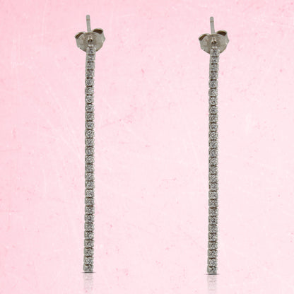 Pendientes Largos con Zirconita en Plata de Ley 925 baño en Rodio. PD2314066R - Henor