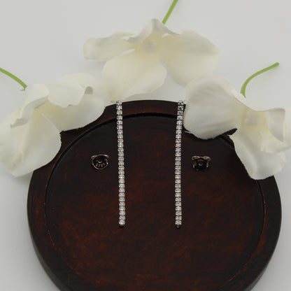 Pendientes Largos con Zirconita en Plata de Ley 925 baño en Rodio. PD2314066R - Henor