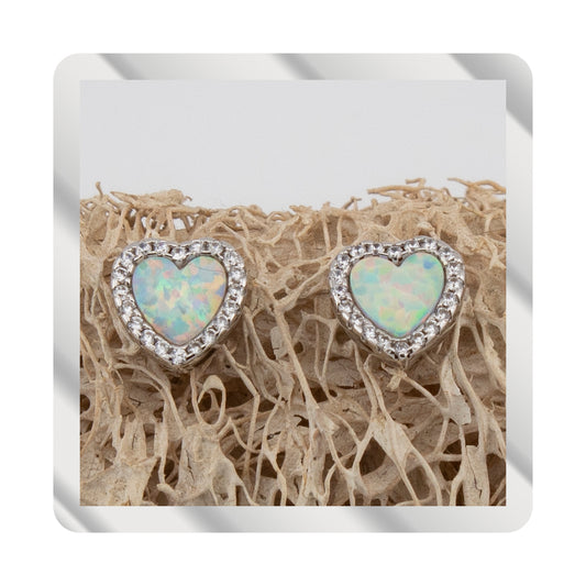 Par Pendientes Forma Corazón Plata Esterlina S925 y Bañado en Rodio. PD2314077R - Henor