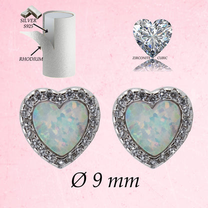 Par Pendientes Forma Corazón Plata Esterlina S925 y Bañado en Rodio. PD2314077R - Henor