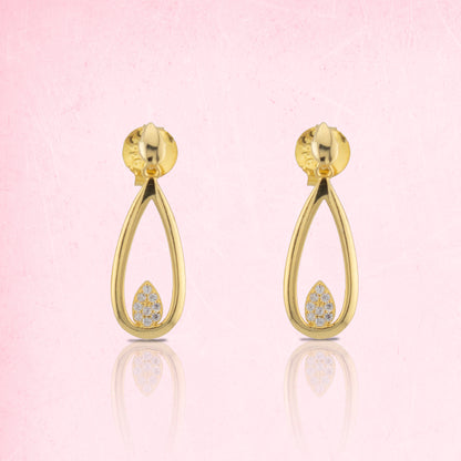 Pendientes dos cuerpos con forma de gota en Plata de Ley 925 bañado Oro 18K. PD2316144O - Henor