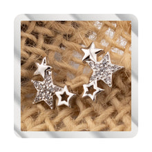 Cargar imagen en el visor de la galería, Pendientes Estrellas. Con Zirconita en Plata de Ley y Baño Oro 18K PD2316396O - Henor
