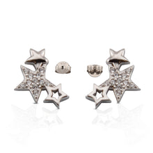 Cargar imagen en el visor de la galería, Pendientes Estrellas. Con Zirconita blanca en Plata de Ley acabado Rodio PD2316396R - Henor
