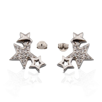 Pendientes Estrellas. Con Zirconita en Plata de Ley y Baño Oro 18K PD2316396O - Henor
