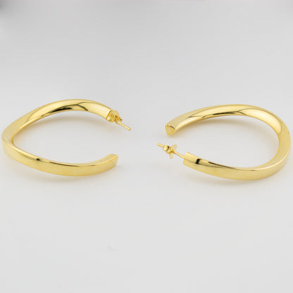 Pendientes Aro - Criolla en cuadrado 4mm en Plata de Ley S925 con baño Oro 18K PD2316826O - Henor
