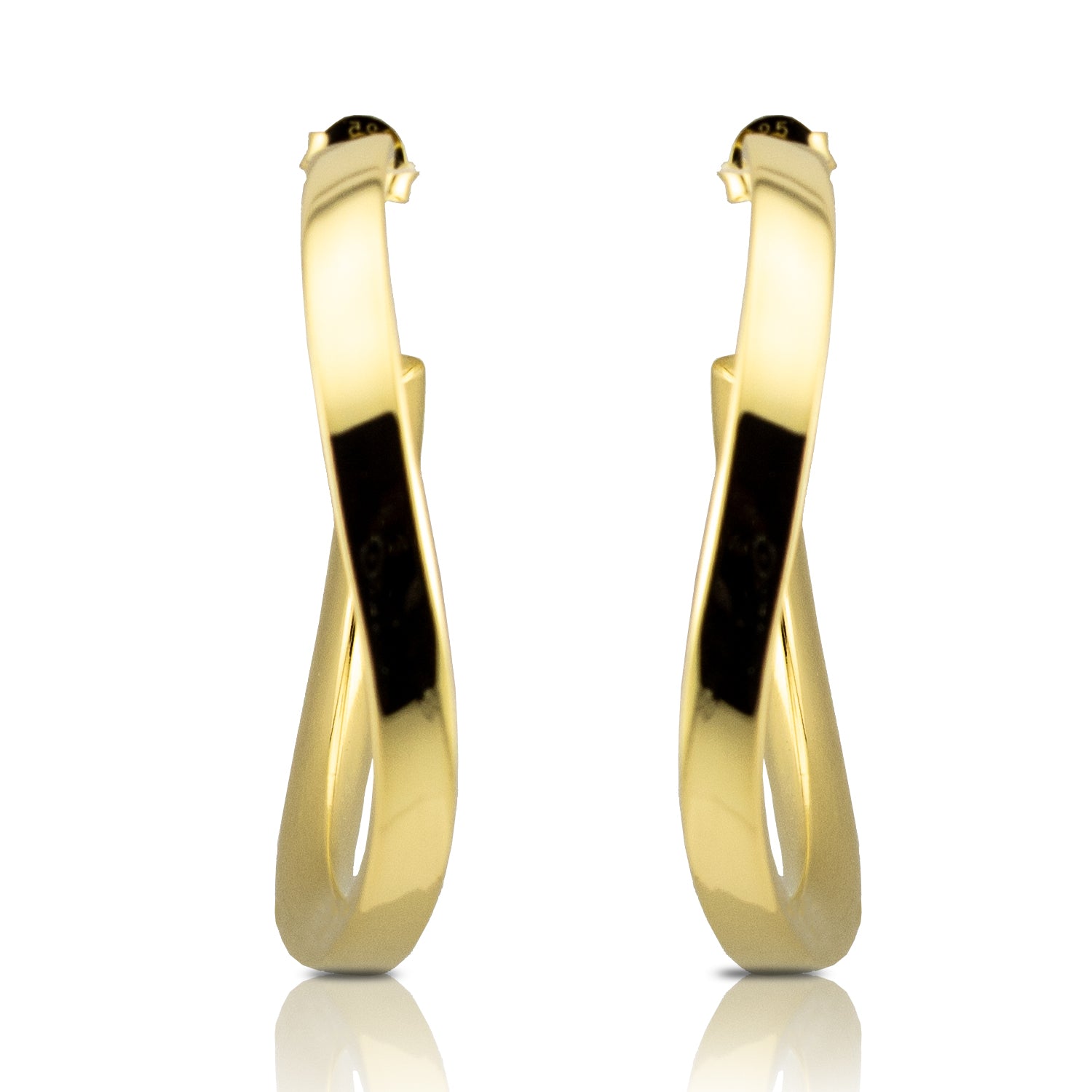 Pendientes Aro - Criolla en cuadrado 4mm en Plata de Ley S925 con baño Oro 18K PD2316826O - Henor