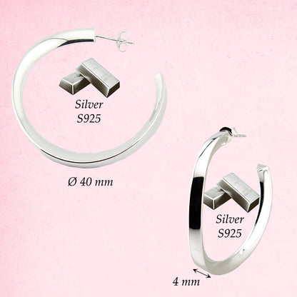 Pendientes Aro-Criolla en cuadrado 4mm en Plata de Ley S925. PD2316826P - Henor