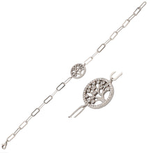 Carica l&#39;immagine nel visualizzatore di Gallery, Pulsera en Plata de Ley S925 bañada en Rodio motivo Árbol de la vida con Zirconitas blancas. Cadena eslabón alargado. PS3136364R - Henor
